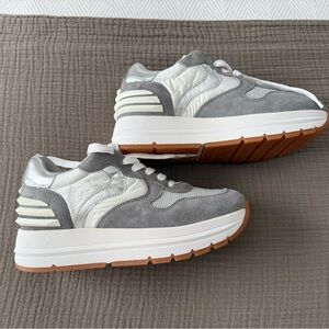 Voile Blanche Gray, White and Silver Platform Sneakers (unworn)